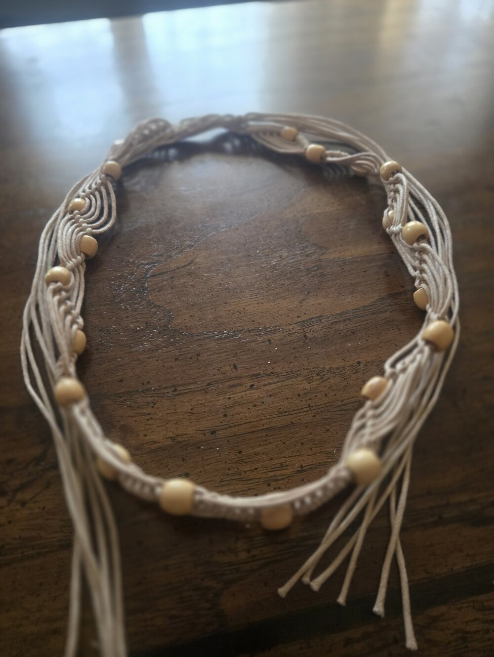 Beige Macrame Belt with Yellow Beads